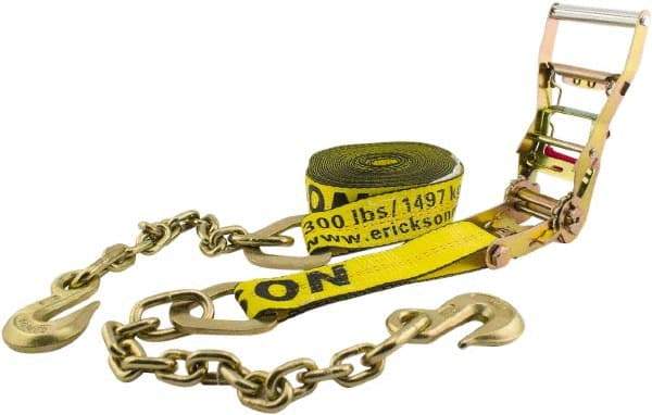 Erickson Manufacturing - 30' Long x 2" Wide, 10,000 Lb Basket Capacity, Polyester & Steel Web Sling - Yellow - Apex Tool & Supply