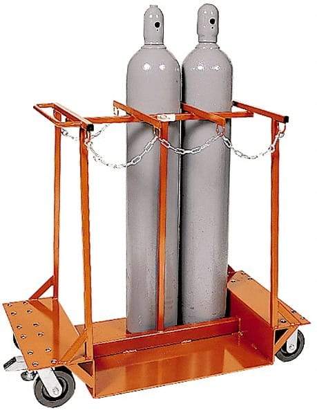 Made in USA - 1,500 Lb Capacity 42" OAH Cylinder Truck - Push Handle, Steel - Apex Tool & Supply