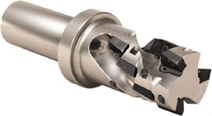 Seco - 40mm Cut Diam, 58mm Max Depth of Cut, 32mm Shank Diam, 144mm OAL, Indexable Square Shoulder Helical End Mill - XO.X 10T3 Inserts, Weldon Shank, 90° Lead Angle, Through Coolant, Series Turbo 10 - Apex Tool & Supply