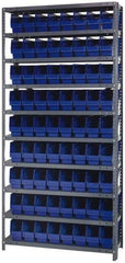 Quantum Storage - 72 Bin Store-More Shelf Bin System - 36 Inch Overall Width x 12 Inch Overall Depth x 75 Inch Overall Height, Blue Polypropylene Bins - Apex Tool & Supply