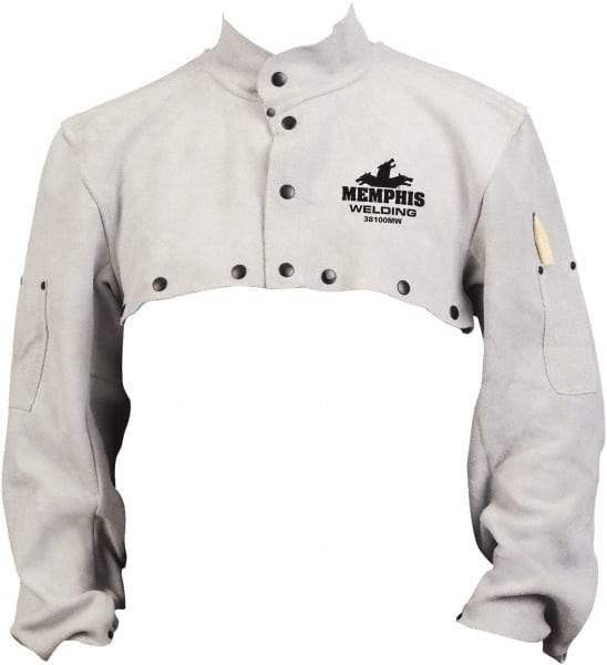 MCR Safety - Size M, Cape Sleeves & Bib - Leather, 41.3 oz, Gray - Apex Tool & Supply