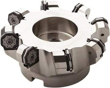 Seco - 175mm Cut Diam, 40mm Arbor Hole, 6mm Max Depth of Cut, 40° Indexable Chamfer & Angle Face Mill - 12 Inserts, ON.. 0905 Insert, Right Hand Cut, 12 Flutes, Series Double OctoMill - Apex Tool & Supply