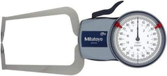 Mitutoyo - 20mm Max Measurement, 0.01mm Graduation, Outside Dial Caliper Gage - 3.3465 Inch Leg Length, 0.03mm Accuracy - Apex Tool & Supply