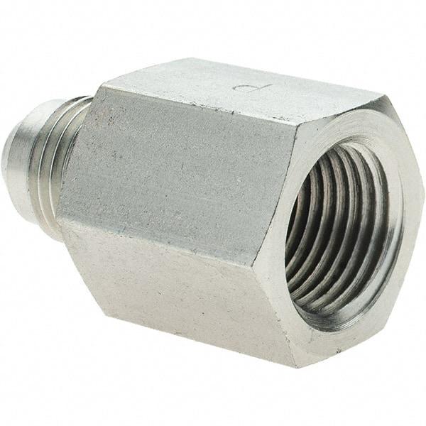 Parker - 3/8" Tube OD, 37° Steel Flared Tube Female Connector - 3/8 NPTF, Flare x FNPT Ends - Apex Tool & Supply