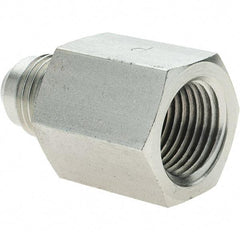 Parker - 3/8" Tube OD, 37° Steel Flared Tube Female Connector - 3/8 NPTF, Flare x FNPT Ends - Apex Tool & Supply