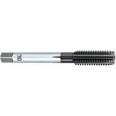 OSG - 1/2-20 UNF, 3 Flute, TiCN Finish, Powdered Metal Spiral Point Tap - Plug Chamfer, Right Hand Thread, 3-3/8" OAL, 1-21/32" Thread Length, 0.367" Shank Diam, 3B Class of Fit, Series 312 - Exact Industrial Supply