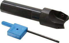 Kyocera - 15° Lead Angle, 9/16" Max Cut Diam, 9/16" Min Cut Diam, 0.34" Max Depth of Cut, Indexable Chamfer and Angle End Mill - 2 Inserts, XPMT 0902.. Insert Style, 2.78" Overall Length, Straight Shank - Apex Tool & Supply