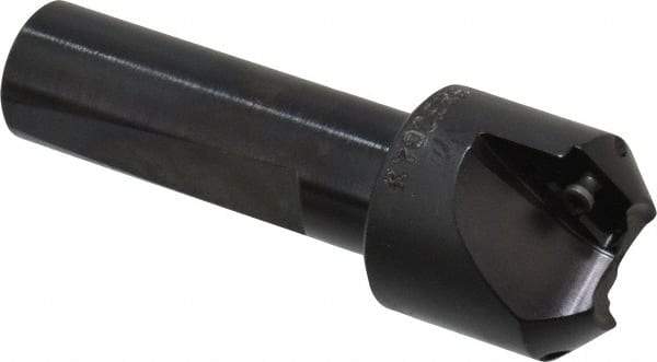 Kyocera - 45° Lead Angle, 9/16" Max Cut Diam, 9/16" Min Cut Diam, 0.24" Max Depth of Cut, Indexable Chamfer and Angle End Mill - 2 Inserts, XPMT 0902.. Insert Style, 2.91" Overall Length, Straight Shank - Apex Tool & Supply