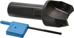 Kyocera - 15° Lead Angle, 1" Max Cut Diam, 1" Min Cut Diam, 0.564" Max Depth of Cut, Indexable Chamfer and Angle End Mill - 2 Inserts, XPMT 15T3.. Insert Style, 3.15" Overall Length, Straight Shank - Apex Tool & Supply