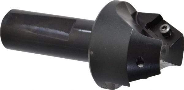Kyocera - 30° Lead Angle, 1" Max Cut Diam, 1" Min Cut Diam, 1/2" Max Depth of Cut, Indexable Chamfer and Angle End Mill - 2 Inserts, XPMT 15T3.. Insert Style, 3.15" Overall Length, Straight Shank - Apex Tool & Supply