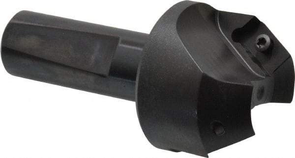 Kyocera - 35° Lead Angle, 1" Max Cut Diam, 1" Min Cut Diam, 0.472" Max Depth of Cut, Indexable Chamfer and Angle End Mill - 2 Inserts, XPMT 15T3.. Insert Style, 3.15" Overall Length, Straight Shank - Apex Tool & Supply