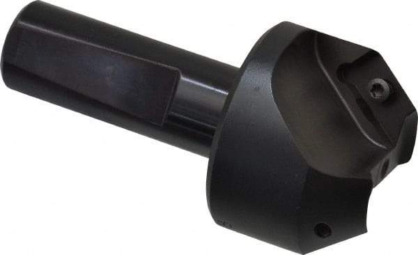 Kyocera - 37.5° Lead Angle, 1" Max Cut Diam, 1" Min Cut Diam, 0.456" Max Depth of Cut, Indexable Chamfer and Angle End Mill - 2 Inserts, XPMT 15T3.. Insert Style, 3.15" Overall Length, Straight Shank - Apex Tool & Supply