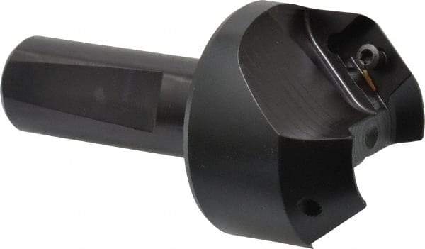 Kyocera - 41° Lead Angle, 1" Max Cut Diam, 1" Min Cut Diam, 0.433" Max Depth of Cut, Indexable Chamfer and Angle End Mill - 2 Inserts, XPMT 15T3.. Insert Style, 3.15" Overall Length, Straight Shank - Apex Tool & Supply