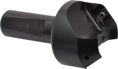 Kyocera - 41° Lead Angle, 1" Max Cut Diam, 1" Min Cut Diam, 0.433" Max Depth of Cut, Indexable Chamfer and Angle End Mill - 2 Inserts, XPMT 15T3.. Insert Style, 3.15" Overall Length, Straight Shank - Apex Tool & Supply