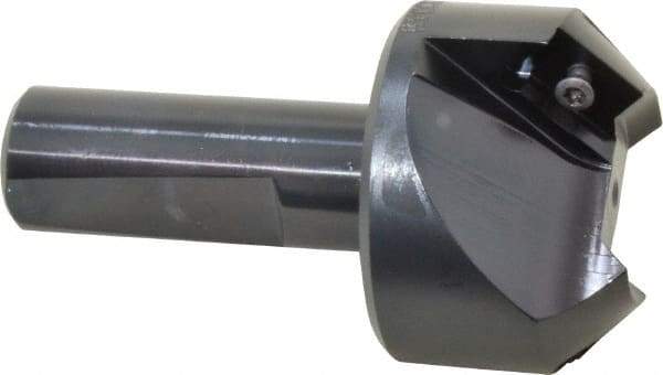 Kyocera - 45° Lead Angle, 1" Max Cut Diam, 1" Min Cut Diam, 0.4" Max Depth of Cut, Indexable Chamfer and Angle End Mill - 2 Inserts, XPMT 15T3.. Insert Style, 3.15" Overall Length, Straight Shank - Apex Tool & Supply