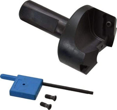 Kyocera - 70° Lead Angle, 1" Max Cut Diam, 1" Min Cut Diam, 0.193" Max Depth of Cut, Indexable Chamfer and Angle End Mill - 2 Inserts, XPMT 15T3.. Insert Style, 3.15" Overall Length, Straight Shank - Apex Tool & Supply