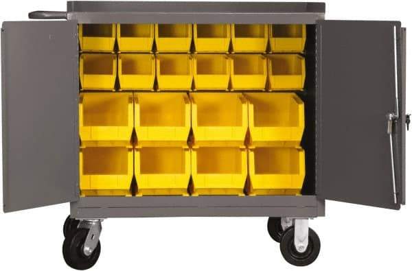 Durham - 2,000 Lb Capacity, 24" Wide x 36" Long x 40-1/2" High Mobile Cart - 2 Door, Steel, 2 Rigid/2 Swivel Casters - Apex Tool & Supply