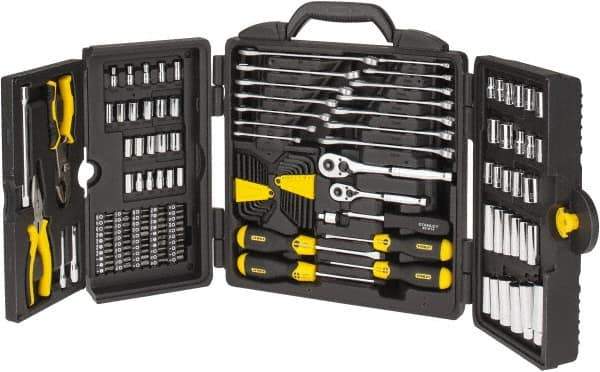 Stanley - 150 Piece 1/4 & 3/8" Drive Standard Deep Socket Set - Inch Measurement Standard - Apex Tool & Supply