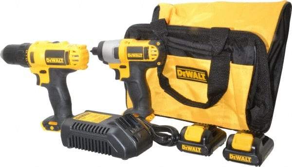 DeWALT - 12 Volt Cordless Tool Combination Kit - Includes 1/4" Impact Driver & 3/8" Drill/Driver, Lithium-Ion Battery Included - Apex Tool & Supply
