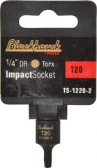 Blackhawk by Proto - 1/4" Drive, T20 Impact Torx Bit Socket - 1-3/16" OAL - Apex Tool & Supply