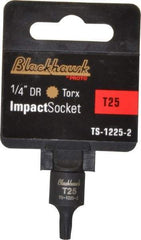 Blackhawk by Proto - 1/4" Drive, T25 Impact Torx Bit Socket - 1-3/16" OAL - Apex Tool & Supply