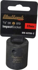 Blackhawk by Proto - 1/2" Drive 22mm Standard Impact Socket - 6 Points, 1-5/8" OAL - Apex Tool & Supply