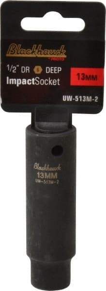 Blackhawk by Proto - 1/2" Drive 13mm Deep Impact Socket - 6 Points, 3-7/32" OAL - Apex Tool & Supply
