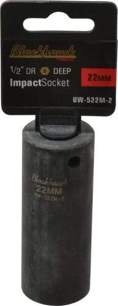 Blackhawk by Proto - 1/2" Drive 22mm Deep Impact Socket - 6 Points, 3-5/16" OAL - Apex Tool & Supply