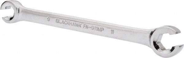 Blackhawk by Proto - 9 x 11mm, Full Polish, Open End Flare Nut Wrench - 6 Points, 6-5/16" OAL, Steel, Double End Head - Apex Tool & Supply