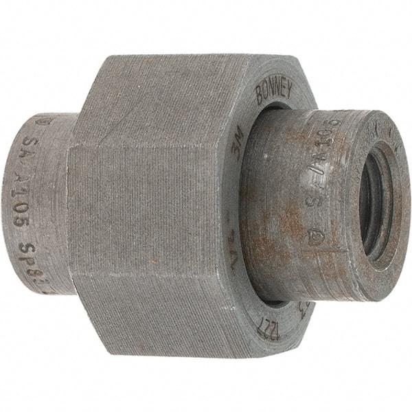 Made in USA - Size 1/4", Class 3,000, Forged Carbon Steel Black Pipe Union - 3,000 psi, Threaded End Connection - Apex Tool & Supply