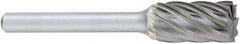 OSG - 5/8" Cut Diam, 1/4" Shank Diam, Cylinder Head Fluted Cut Burr - Carbide, Flat End, 1" LOC, 2" OAL - Apex Tool & Supply