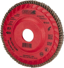 Camel Grinding Wheels - 40 Grit, 4-1/2" Disc Diam, 7/8" Center Hole, Type 27 Zirconia Alumina Flap Disc - 13,300 Max RPM, Poly Cotton Backing, Arbor Attaching System, Coated - Apex Tool & Supply