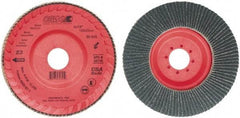 Camel Grinding Wheels - 80 Grit, 5" Disc Diam, 7/8" Center Hole, Type 27 Zirconia Alumina Flap Disc - 12,200 Max RPM, Poly Cotton Backing, Arbor Attaching System, Coated - Apex Tool & Supply