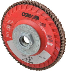 Camel Grinding Wheels - 40 Grit, 4-1/2" Disc Diam, 5/8-11 Center Hole, Type 27 Ceramic Flap Disc - 13,300 Max RPM, Polyester Backing, Arbor Attaching System, Coated - Apex Tool & Supply