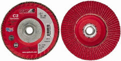 Camel Grinding Wheels - 40 Grit, 5" Disc Diam, 5/8-11 Center Hole, Type 27 Ceramic Flap Disc - 12,200 Max RPM, Polyester Backing, Arbor Attaching System, Coated - Apex Tool & Supply