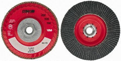 Camel Grinding Wheels - 60 Grit, 5" Disc Diam, 5/8-11 Center Hole, Type 27 Zirconia Alumina Flap Disc - 12,200 Max RPM, Poly Cotton Backing, Arbor Attaching System, Coated - Apex Tool & Supply