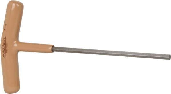 Paramount - 4mm Hex, T-Handle Cushion Grip, Hex Key - 6" OAL, Steel, Metric System of Measurement - Apex Tool & Supply