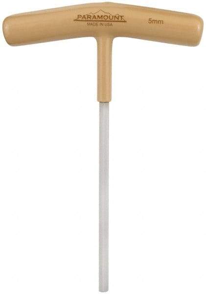 Paramount - 5mm Hex, T-Handle Cushion Grip, Hex Key - 6" OAL, Steel, Metric System of Measurement - Apex Tool & Supply