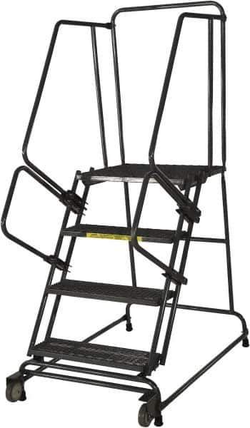 Ballymore - 20" 2 Step Ladder - Rolling Safety Ladder, 450 Lb Capacity, 20" Platform Height, 30" Base Width x 34" Base Depth, Perforated Tread - Apex Tool & Supply