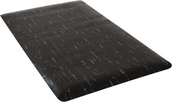 PRO-SAFE - 5' Long x 3' Wide, Dry Environment, Anti-Fatigue Matting - Black Marbleized, Vinyl with Vinyl Sponge Base - Apex Tool & Supply