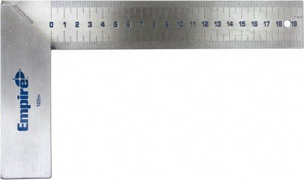 Empire Level - 8" Blade Length, 5-1/8" Base Length Stainless Steel (Blade) & Aluminum Square - Apex Tool & Supply