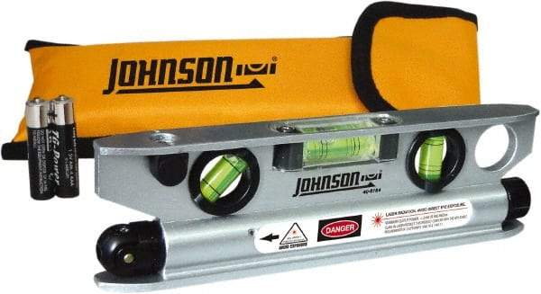 Johnson Level & Tool - 1 Beam 100' Max Range Torpedo Laser Level - Red Beam, 1/8" at 50' Accuracy, 7-1/2" Long x 2" Wide x 3/4" High, Battery Included - Apex Tool & Supply