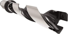 Allied Machine and Engineering - Series 24, 24 to 25.99mm Diam, 25mm Diam Straight Shank with Flange, Helical Flute Spade Drill - 129.9mm Max Depth, 165.8mm Body Length, 221.8mm OAL, Standard Length, Through Coolant - Apex Tool & Supply