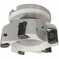 Iscar - 5 Inserts, 80mm Cut Diam, 27mm Arbor Diam, 16.3mm Max Depth of Cut, Indexable Square-Shoulder Face Mill - 0/90° Lead Angle, 50mm High, H490 AN.X 17 Insert Compatibility, Through Coolant, Series Helido - Apex Tool & Supply