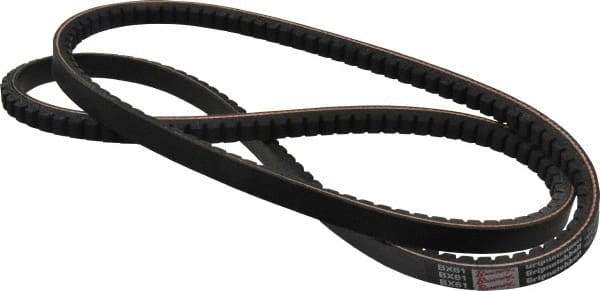 Browning - Section BX, 21/32" Wide, 64" Outside Length, Gripnotch V-Belt - Rubber Compound, Gripnotch, No. BX61 - Apex Tool & Supply
