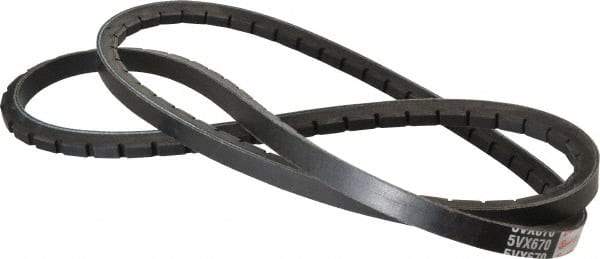 Browning - Section 5VX, 5/8" Wide, 67" Outside Length, Gripnotch V-Belt - Rubber Compound, 358 Gripnotch, No. 5VX670 - Apex Tool & Supply