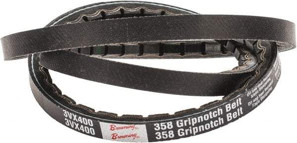 Browning - Section 3VX, 3/8" Wide, 40" Outside Length, Gripnotch V-Belt - Rubber Compound, 358 Gripnotch, No. 3VX400 - Apex Tool & Supply