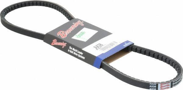 Browning - Section AX, 1/2" Wide, 40" Outside Length, Gripnotch V-Belt - Rubber Compound, Gripnotch, No. AX38 - Apex Tool & Supply