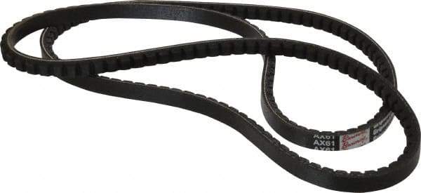 Browning - Section AX, 1/2" Wide, 63" Outside Length, Gripnotch V-Belt - Rubber Compound, Gripnotch, No. AX61 - Apex Tool & Supply