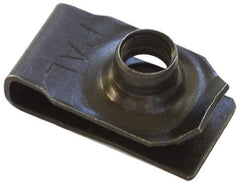 Made in USA - 3/8-16 Screw, 0.05 to 0.2" Thick, Spring Steel Standard U Nut - 47/64" Center Edge, Black Phosphate Finish - Apex Tool & Supply